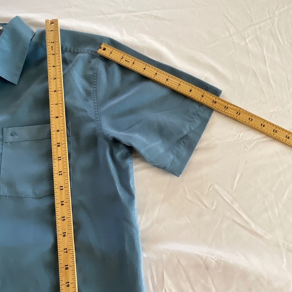 Quiksilver Waterman Collection Blue Short Sleeve Button Down Shirt Men's - Picture 6 of 6